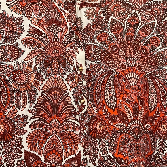 Zara Basic Red and Cream Paisley Blouse Size S - Picture 7 of 8